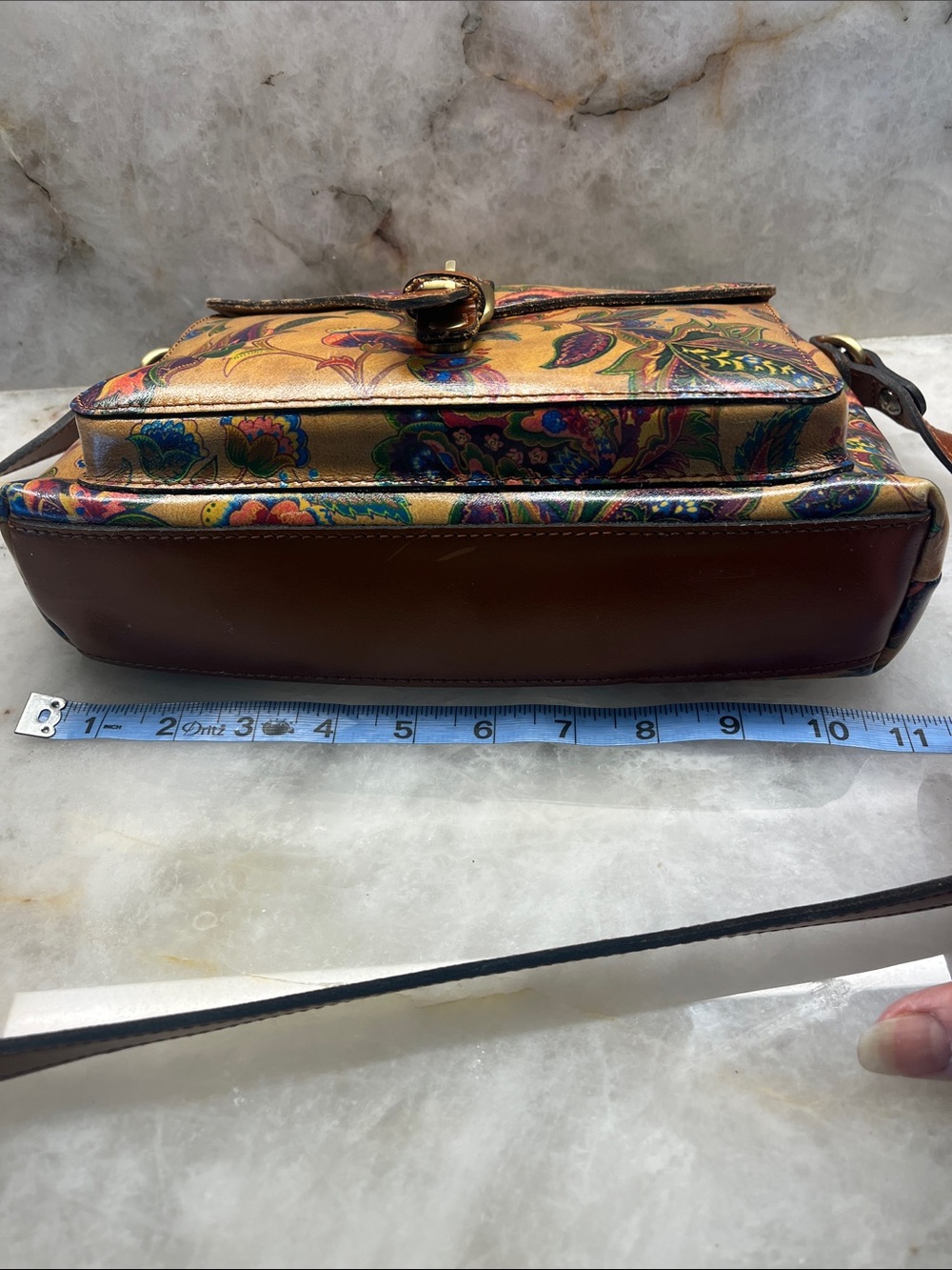 Patricia Nash Floral Print Tan Leather Crossbody Bags 22” drop - Picture 8 of 9